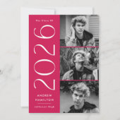 Moderne klasse van 2023 Magenta 3 Foto Afstuderen Aankondiging (Voorkant)