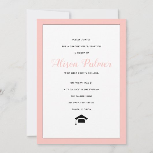 Moderne Klasse van 2023 manuscript goot roze foto Kaart (Achterkant)