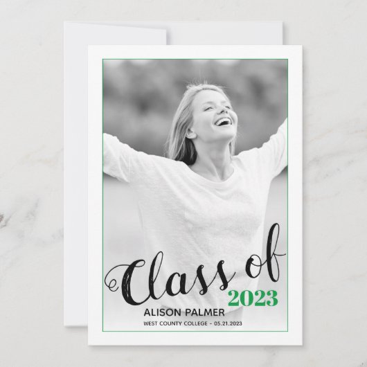 Moderne Klasse van 2023 manuscript groene grensfot Kaart (Voorkant)