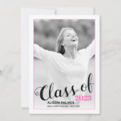 Moderne Klasse van 2023 manuscript hete roze foto Kaart (Voorkant)