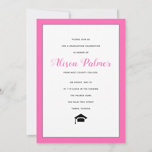 Moderne Klasse van 2023 manuscript hete roze foto Kaart (Achterkant)