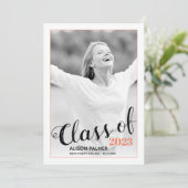 Moderne Klasse van 2023 manuscript koraalgrensfoto Kaart (Staand voorkant)