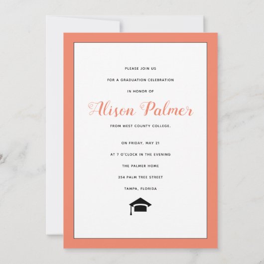 Moderne Klasse van 2023 manuscript koraalgrensfoto Kaart (Achterkant)