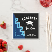 Moderne Klasse van 2024 Blauw Zwart Afstudeerfeest Servet (Insitu)