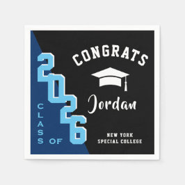 Moderne Klasse van 2024 Blauw Zwart Afstudeerfeest Servet