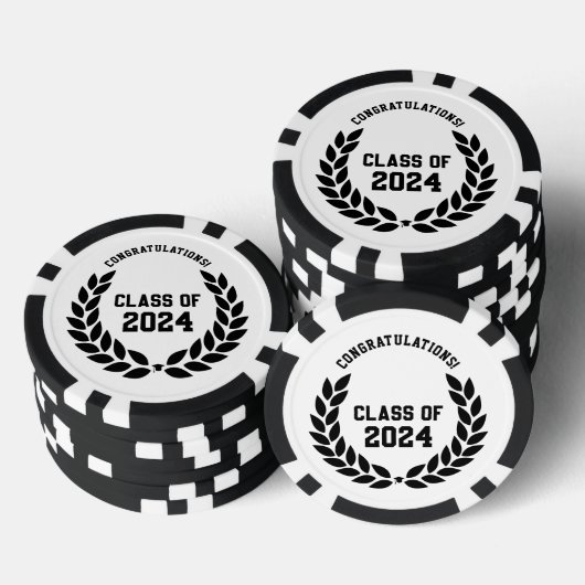 Moderne Klasse van 2024 College Graduation Party Poker Chips (Opstapeling)