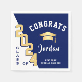 Moderne Klasse van 2024 Golden Blue Graduation Par Servet