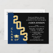 Moderne Klasse van 2024 Golden Navy Graduation Par Briefkaart (Voorkant / Achterkant)