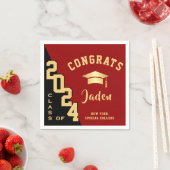 Moderne Klasse van 2024 Golden Red Graduation Part Servet (Insitu)