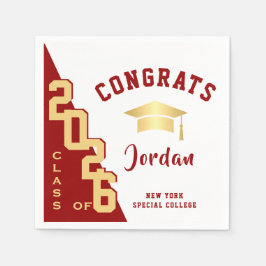 Moderne Klasse van 2024 Golden Red Graduation Part Servet