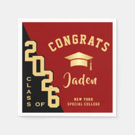 Moderne Klasse van 2024 Golden Red Graduation Part Servet