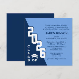 Moderne Klasse van 2024 Navy Blue Graduation Party Kaart