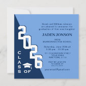 Moderne Klasse van 2024 Navy Blue Graduation Party Kaart (Voorkant)