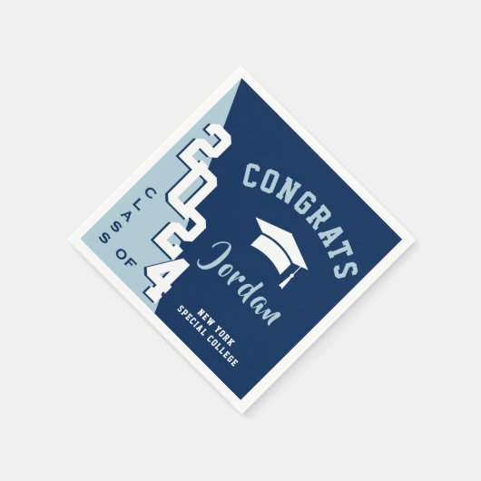 Moderne Klasse van 2024 Navy Blue Graduation Party Servet (Hoek)