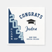 Moderne Klasse van 2024 Navy Grey Graduation Party Servet (Voorkant)