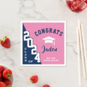 Moderne Klasse van 2024 Navy Pink Graduation Party Servet (Insitu)