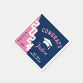 Moderne Klasse van 2024 Navy Pink Graduation Party Servet (Hoek)