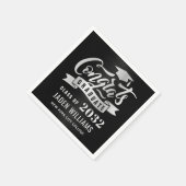 Moderne Klasse van 2024 Zilver Zwart Afstudeerfees Servet (Hoek)