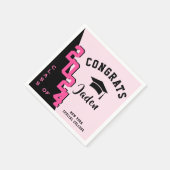 Moderne Klasse van 2024 Zwart Roze Afstudeerfeest Servet (Hoek)