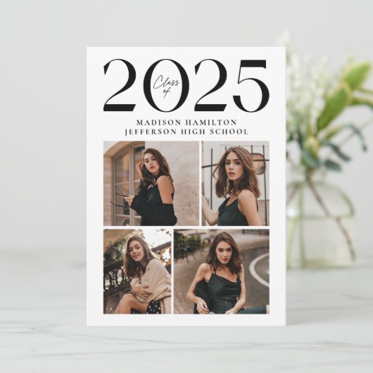 Moderne Klasse van 2025 5 Foto Afstuderen Aankondiging (Staand voorkant)