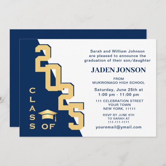 Moderne Klasse van 2025 Afstudeerder Blue Graduati Kaart (Voorkant / Achterkant)