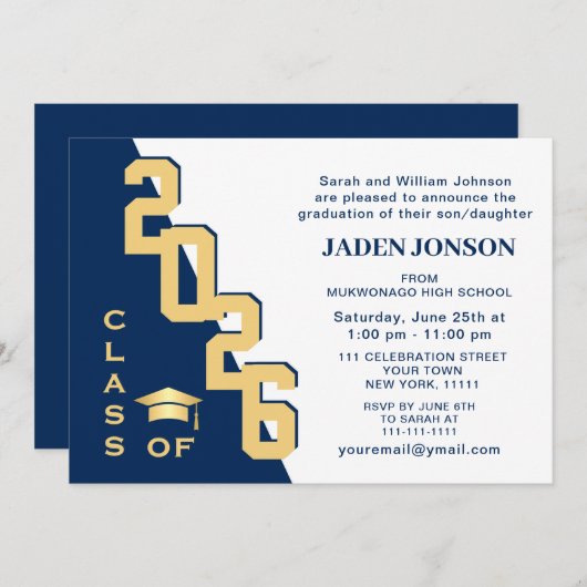 Moderne Klasse van 2025 Afstudeerder Blue Graduati Kaart (Voorkant / Achterkant)