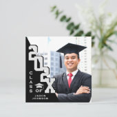 Moderne Klasse van 2025 Afstudeerder FOTO Graduati Kaart (Staand voorkant)