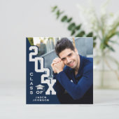 Moderne Klasse van 2025 Afstudeerder FOTO Graduati Kaart (Staand voorkant)