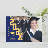 Moderne Klasse van 2025 Afstudeerder FOTO Graduati Kaart (Staand voorkant)