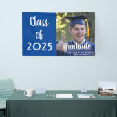 Moderne Klasse van 2025 Afstuderen Blauwe Foto Spandoek