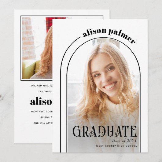 Moderne Klasse van 2025 AFSTUDEREN boogfoto Aankondiging (Voorkant / Achterkant)