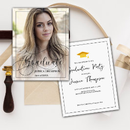 Moderne Klasse van 2025 Afstuderen Fotouitnodiging Informatiekaartje