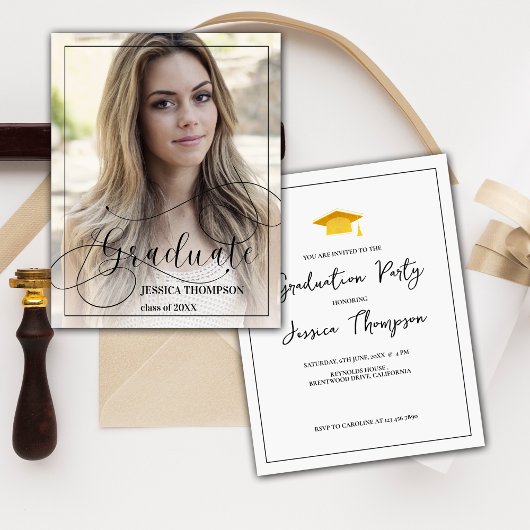 Moderne Klasse van 2025 Afstuderen Fotouitnodiging Informatiekaartje