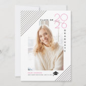 Moderne klasse van 2025 afstuderen roze foto aankondiging (Voorkant)