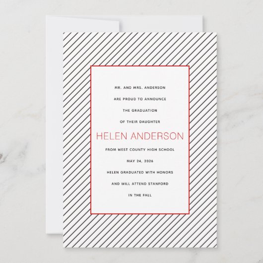 Moderne klasse van 2025 afstuderen zwart, rode fot aankondiging (Achterkant)