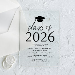 Moderne Klasse van 2025 Black Graduation Party Acryl Uitnodigingen