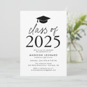 Moderne Klasse van 2025 Black Graduation Party Kaart (Staand voorkant)
