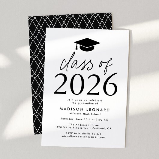 Moderne Klasse van 2025 Black Graduation Party Kaart