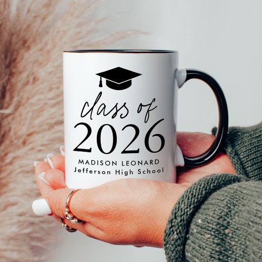 Moderne Klasse van 2025 Black Script Graduation Ca Mok