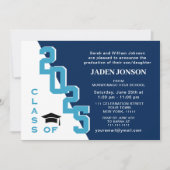 Moderne Klasse van 2025 Blauw Wit Graduation Party Kaart (Voorkant)