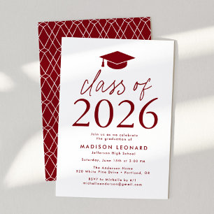 Moderne klasse van 2025 Bourgondische Graduation P Kaart