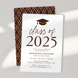 Moderne Klasse van 2025 Brown Graduation Party Kaart