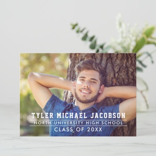 Moderne Klasse van 2025 Custom Afstuderen Foto Bedankkaart (Staand voorkant)