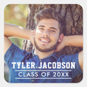 Moderne Klasse van 2025 Custom Afstuderen Foto Vierkante Sticker (Voorkant)