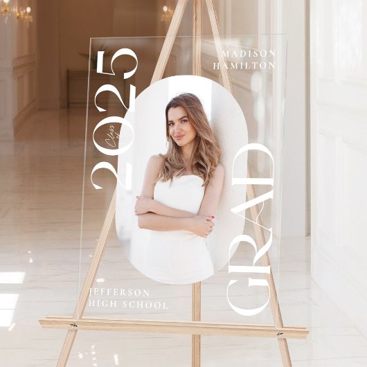 Moderne Klasse van 2025 Foto Afstuderen Welkom Acryl Bord