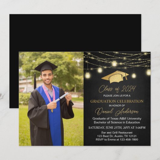 Moderne Klasse van 2025 Foto Graduation Party Kaart (Voorkant / Achterkant)