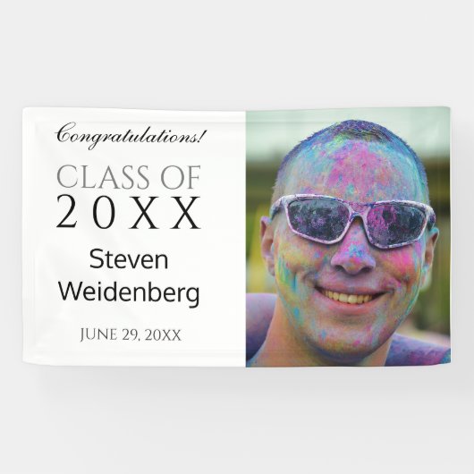 Moderne Klasse van 2025 Foto Graduation Party Spandoek (Horizontaal)