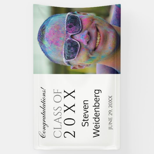 Moderne Klasse van 2025 Foto Graduation Party Spandoek (Verticaal)