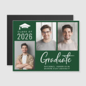 Moderne Klasse van 2025 Foto Groen Afstuderen Magnetische Uitnodiging (Voorkant / Achterkant)