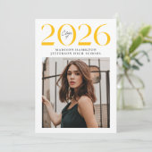 Moderne Klasse van 2025 Geel 2 Foto Afstuderen Aankondiging (Staand voorkant)